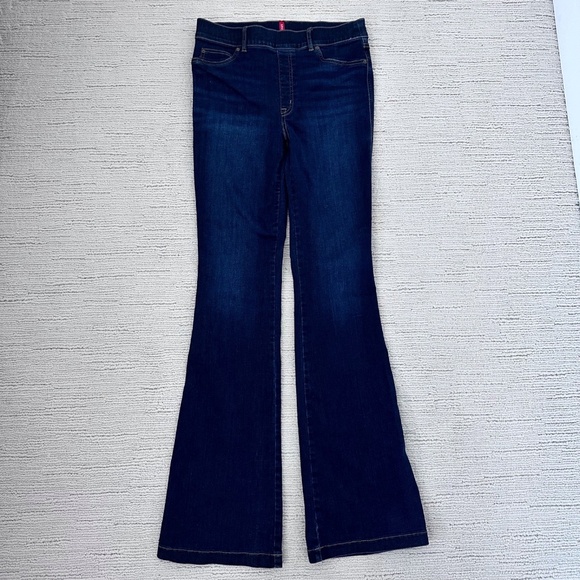 SPANX Pullon Women’s L Tall Blue Jeans Flare Bootcut Dark Wash 70's inspired - Picture 10 of 10